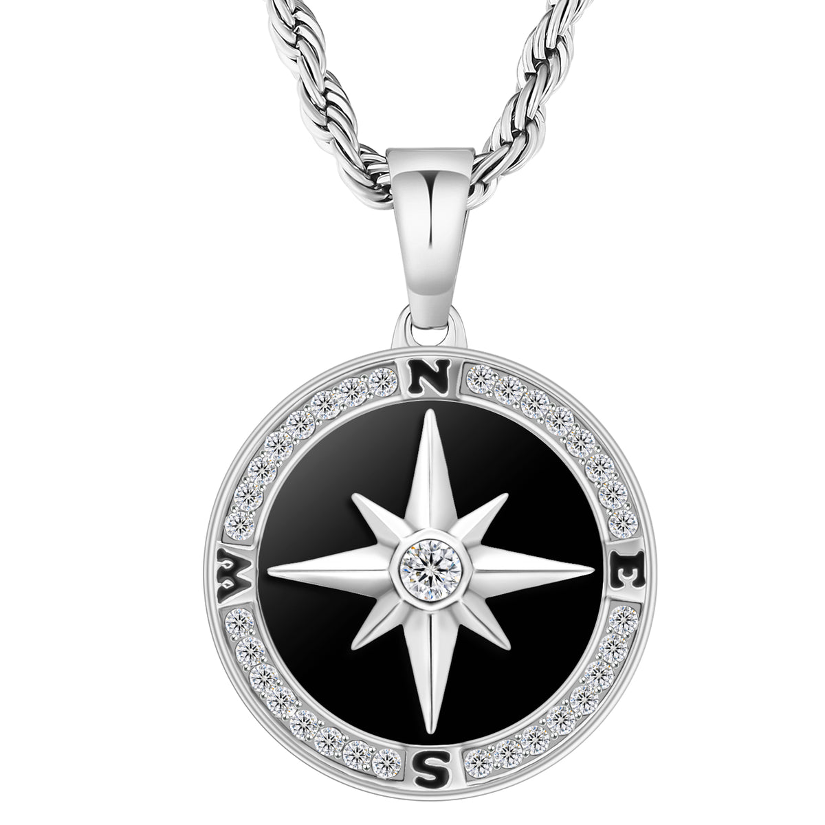 Compass Coin Pendant Necklace for Men CPBK