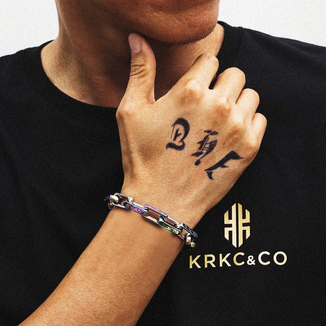 10mm Rainbow Iced Out Paperclip Bracelet for Men's- KRKC&CO – krkc&co