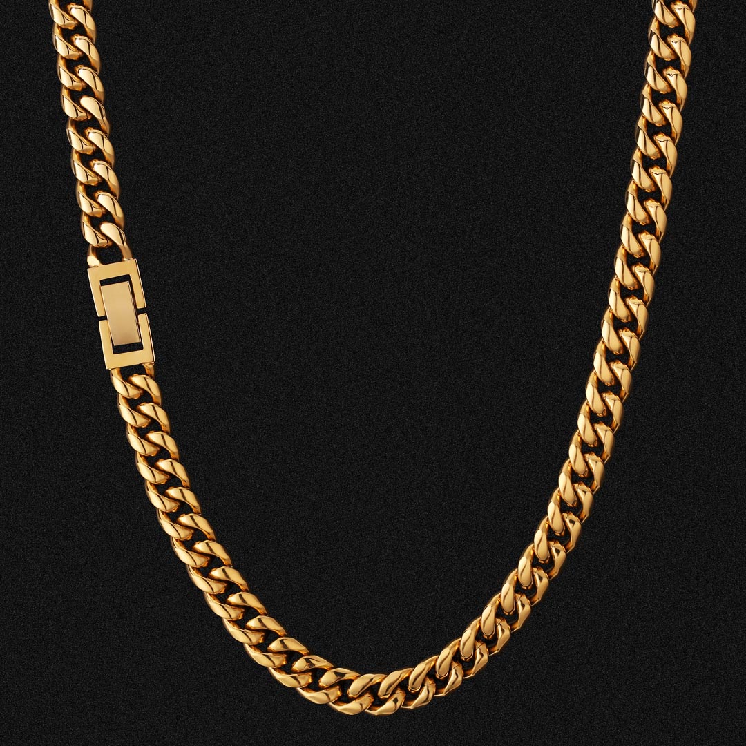 3mm-12mm) Miami Cuban Link Chain in 18K Gold/White Gold for Men's