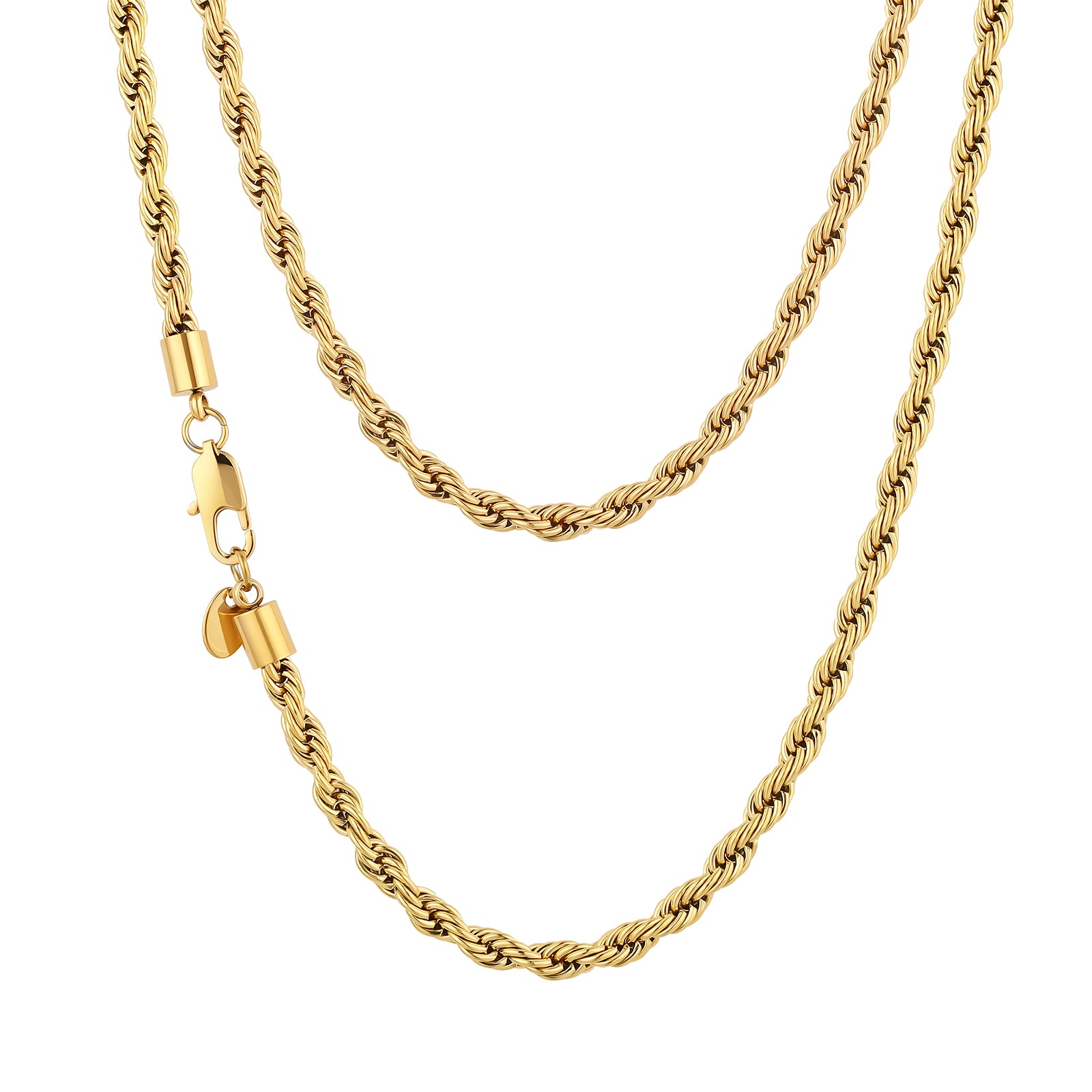 5mm Mens Rope Chain in 18K Gold/White Gold