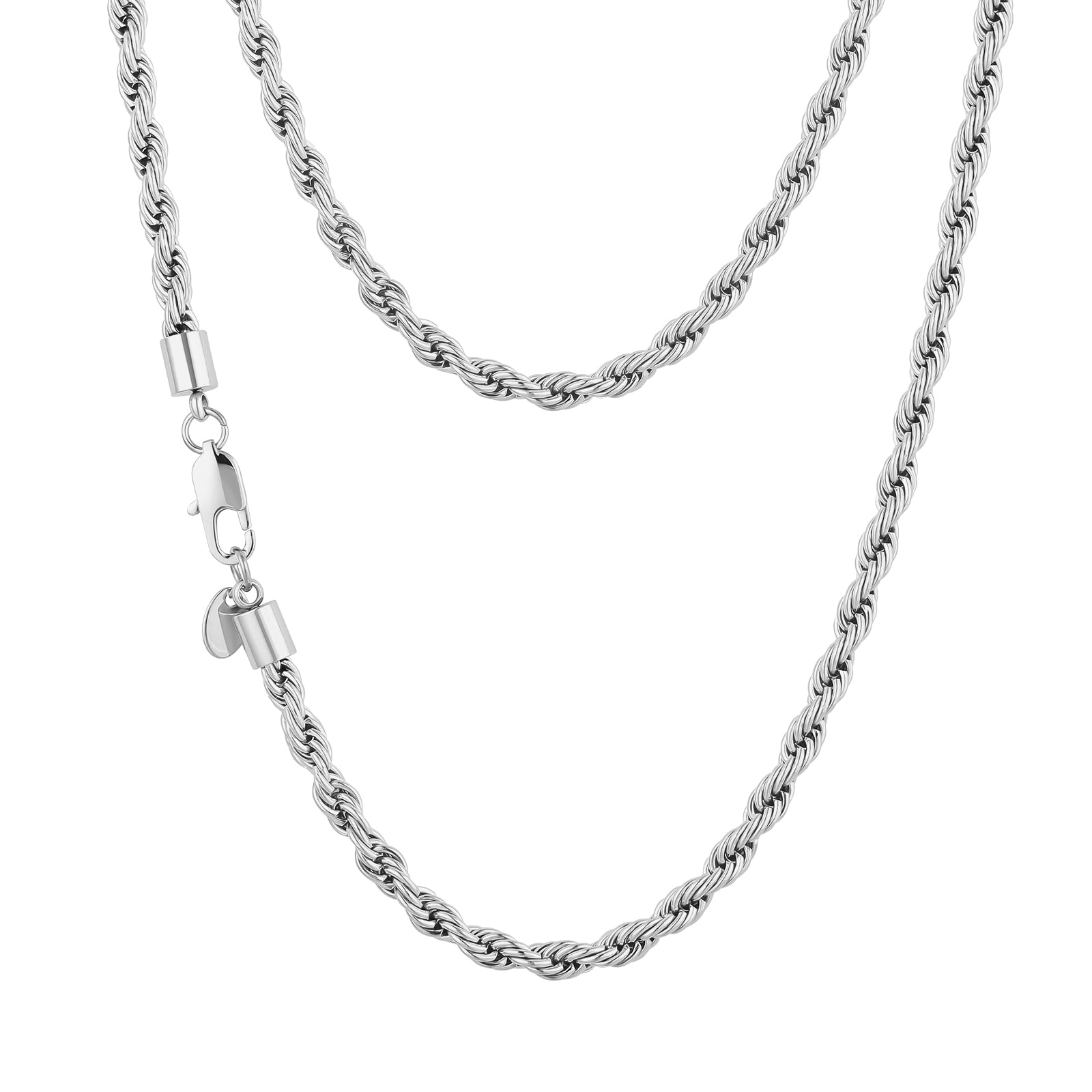 5mm Mens Rope Chain in 18K Gold/White Gold