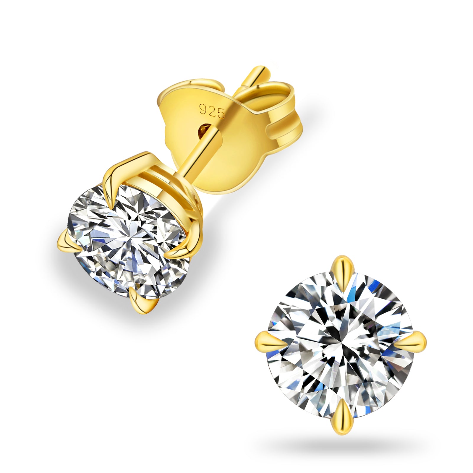 0.3/0.5/0.8/1/1.5 Carats *2 Round 4-Prong Setting Excellent VVS1 Moissanite Earrings 0201