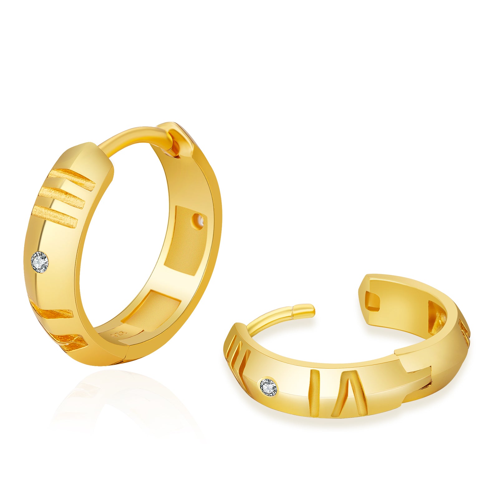 15mm Roman Numerals Hoop Earrings for Men