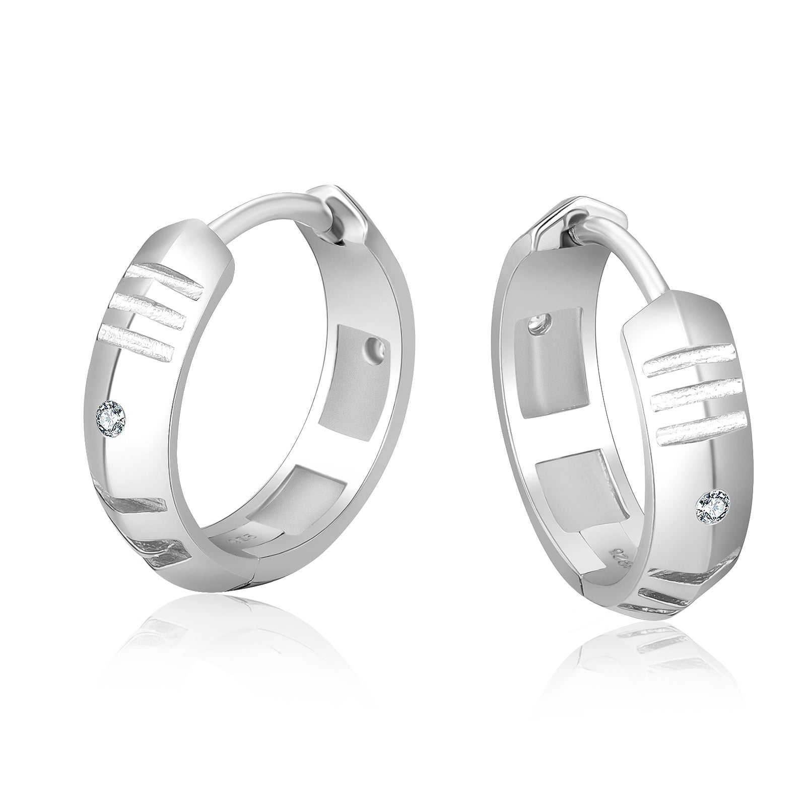 15mm Roman Numerals Hoop Earrings for Men