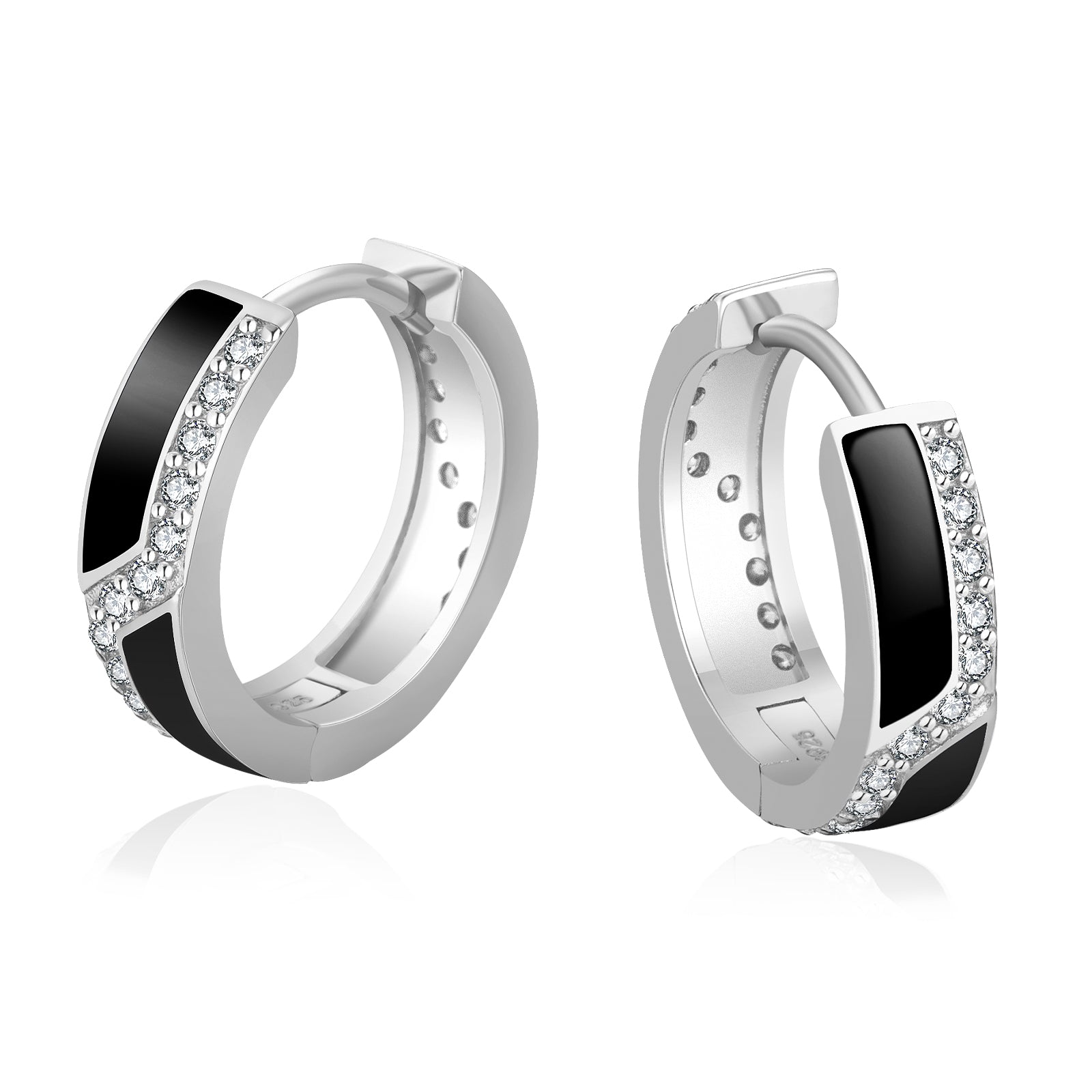 15mm Iced Black Hoop Earrings for Men