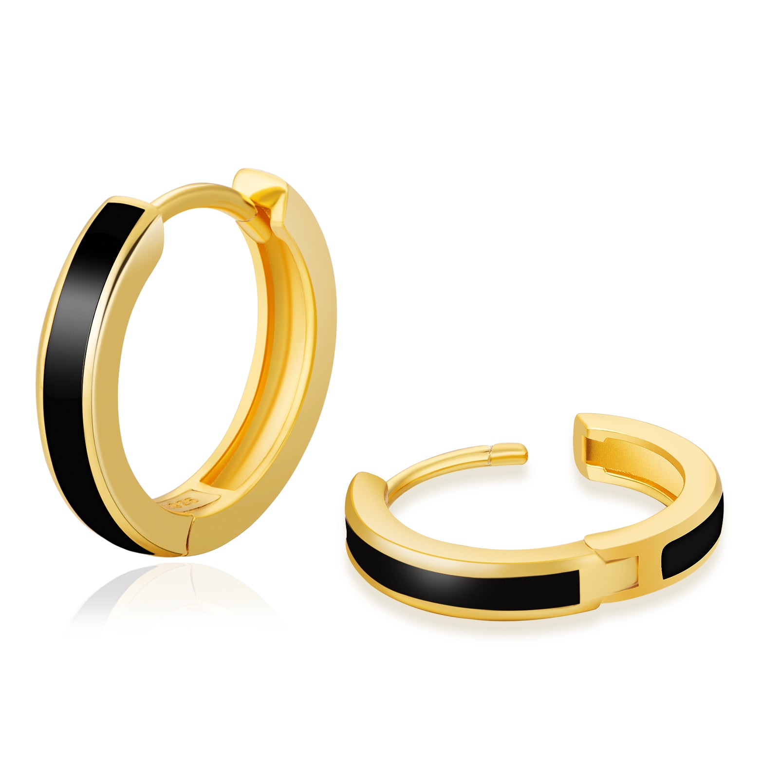 15mm Sleek Black Hoop Earrings for Men