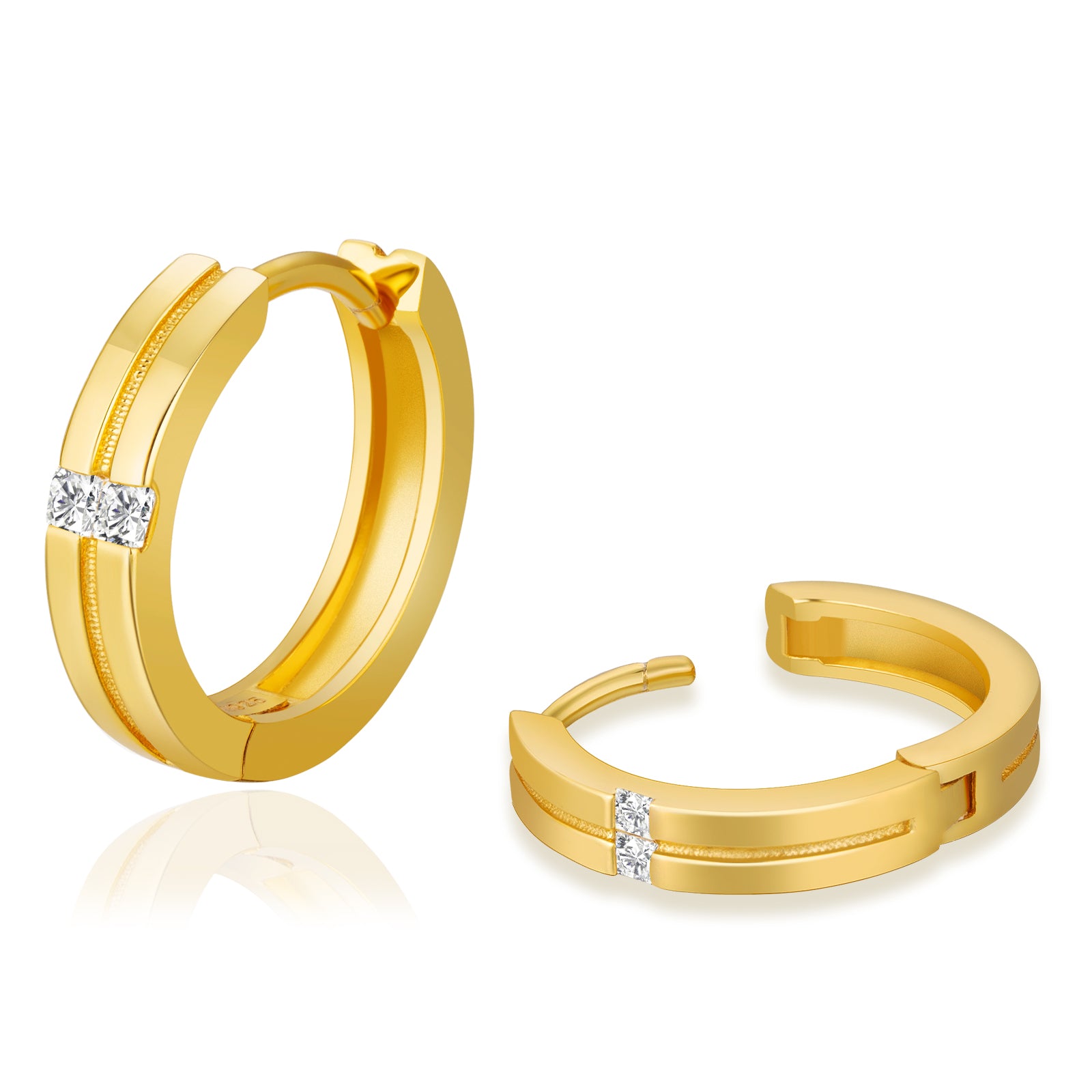 15mm Iced Round Hoop Earrings for Men