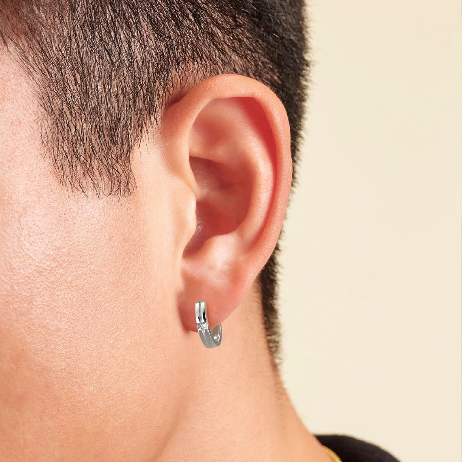 15mm Iced Round Hoop Earrings for Men