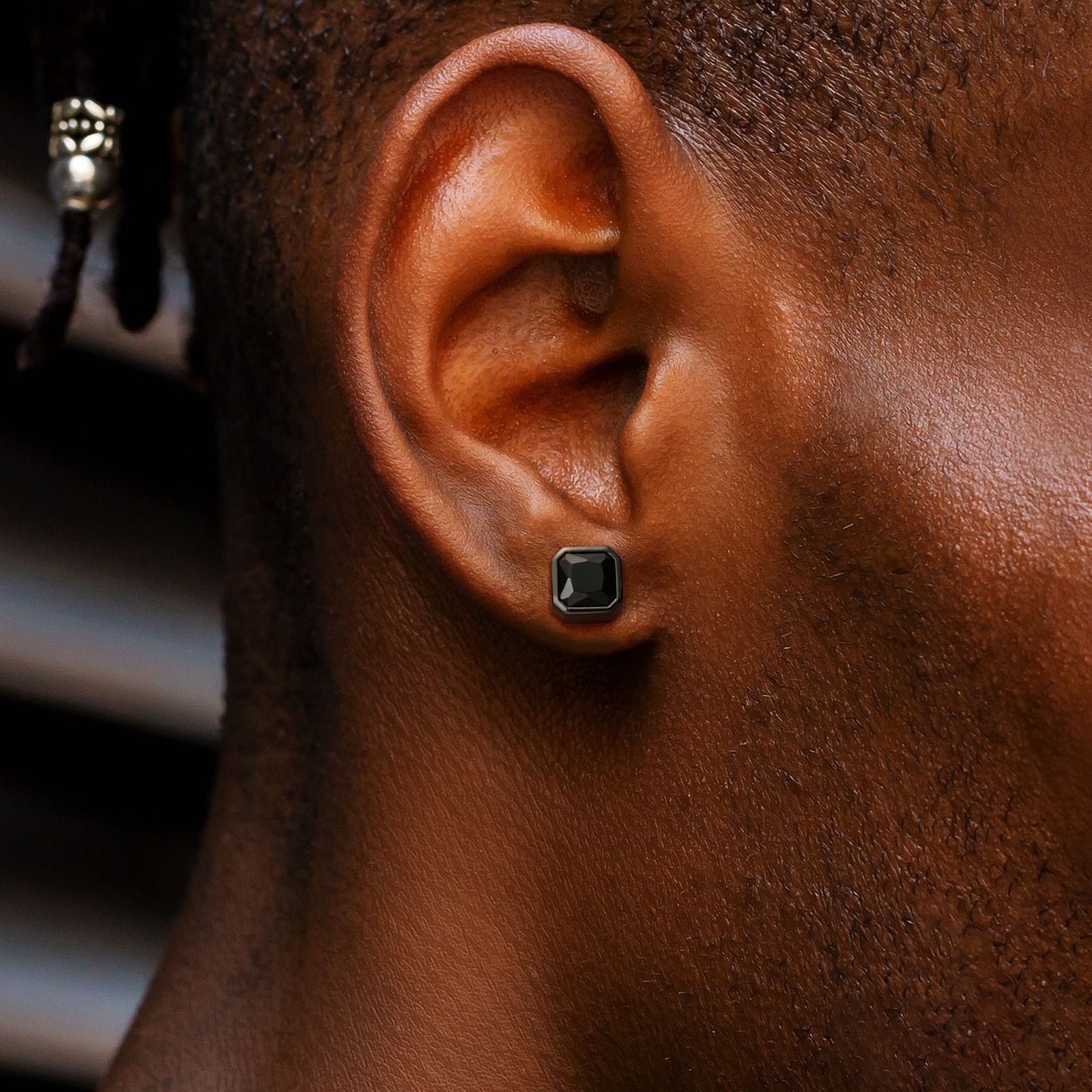 All Black CZ Iced Stud Earrings for Men