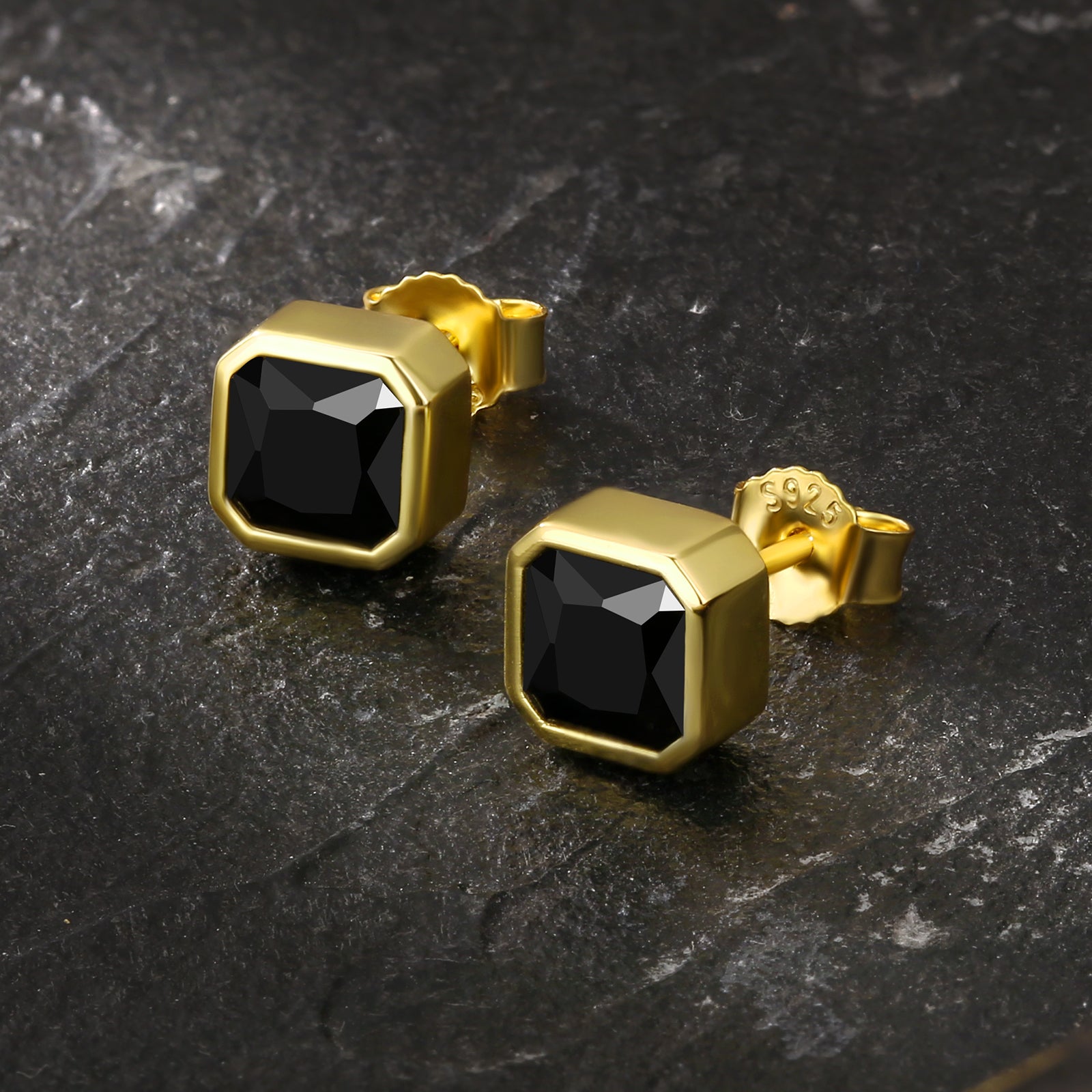 Minimalist Black CZ Iced Stud Earrings for Men