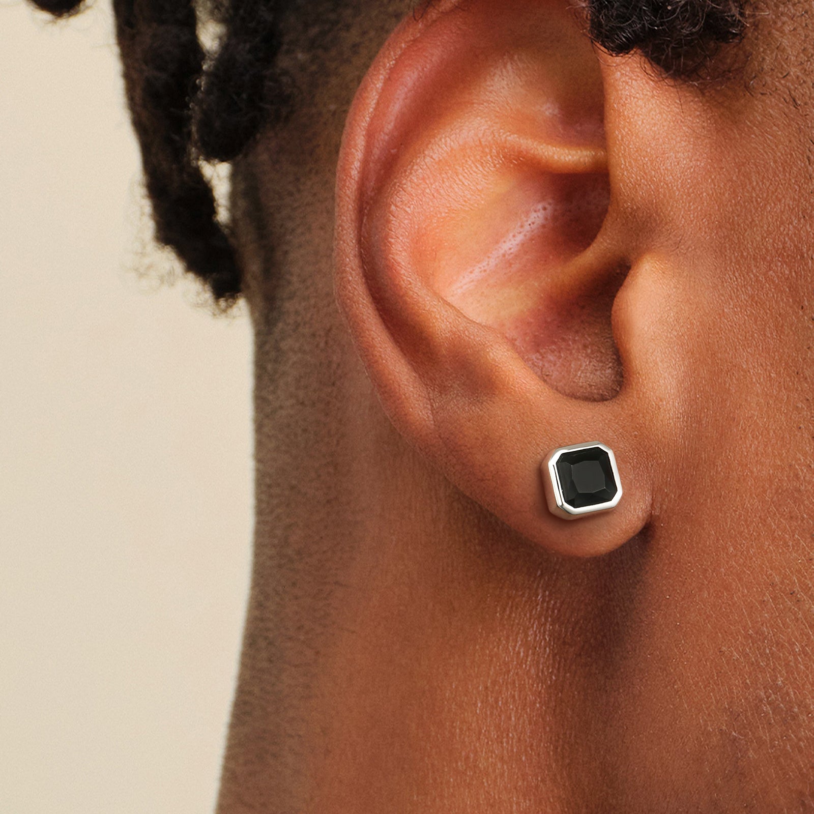 Minimalist Black CZ Iced Stud Earrings for Men