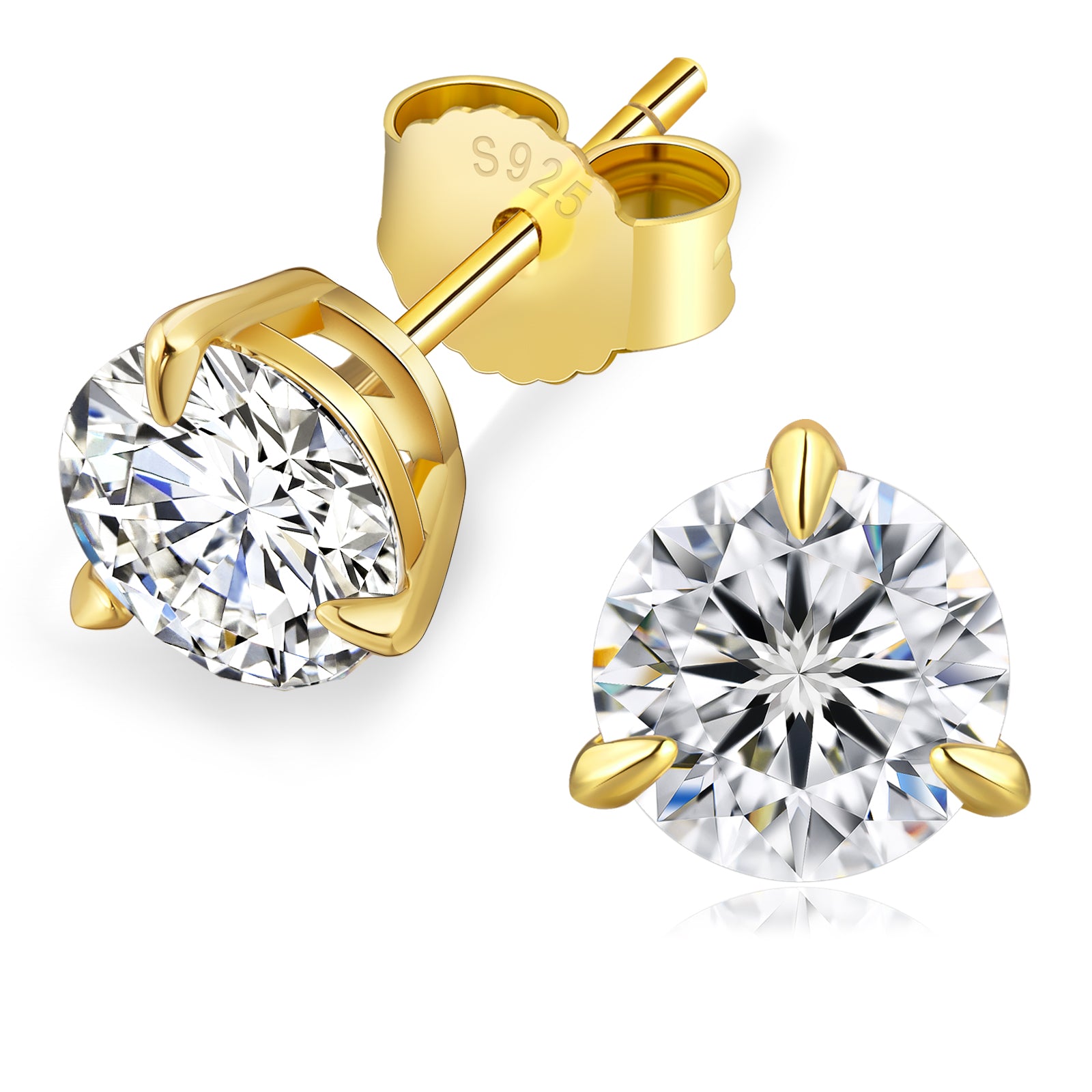 0.3/0.5/0.6/0.8/1.0/1.5 Carats *2 Round Excellent VVS1 Moissanite Earrings  0316