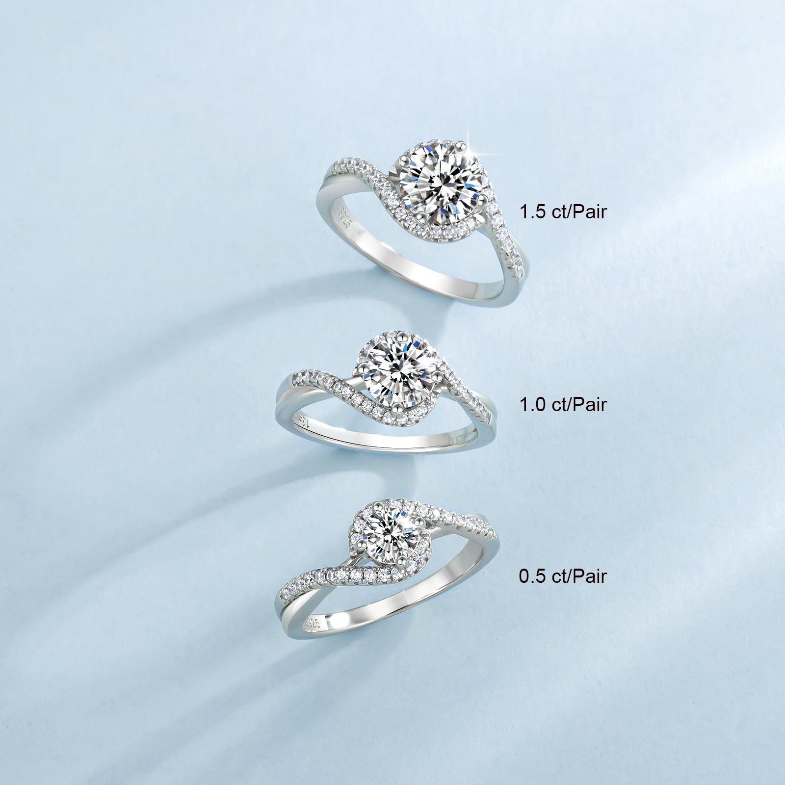 0.50/1.00/1.50/2.00ct Carats VVS1 Moissanite Rings for Women 0053