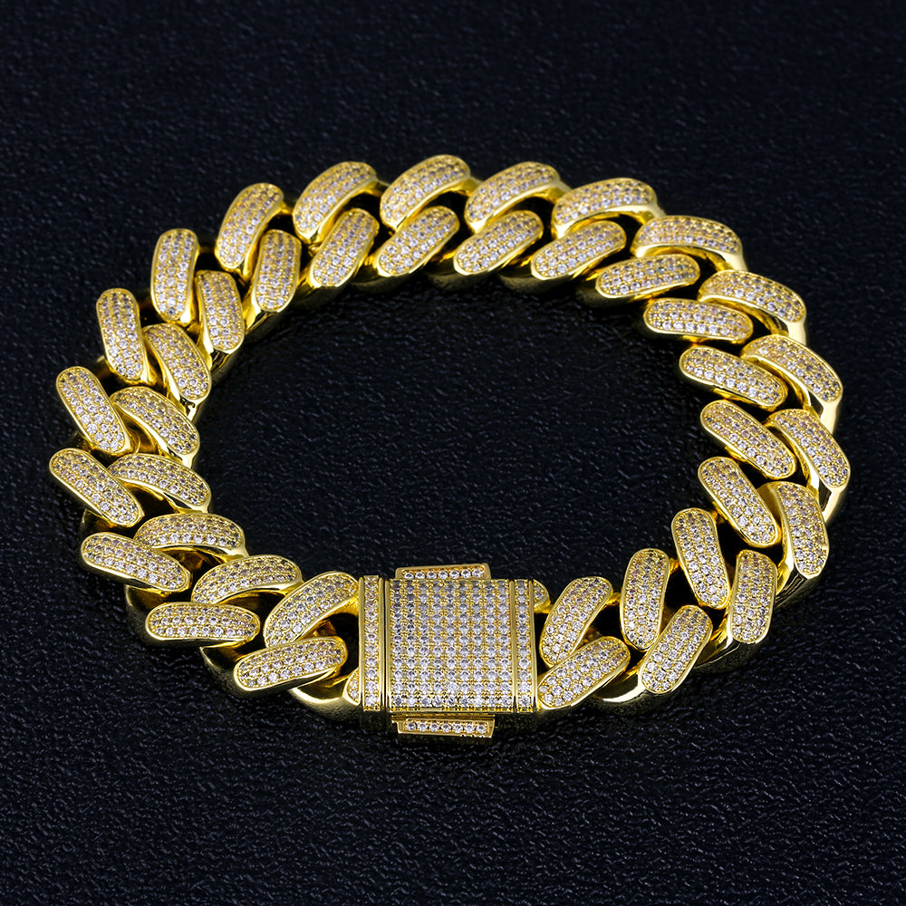 18mm Iced Out Cuban Link Bracelet in 14K Gold for Men-KRKC&CO – krkc&co