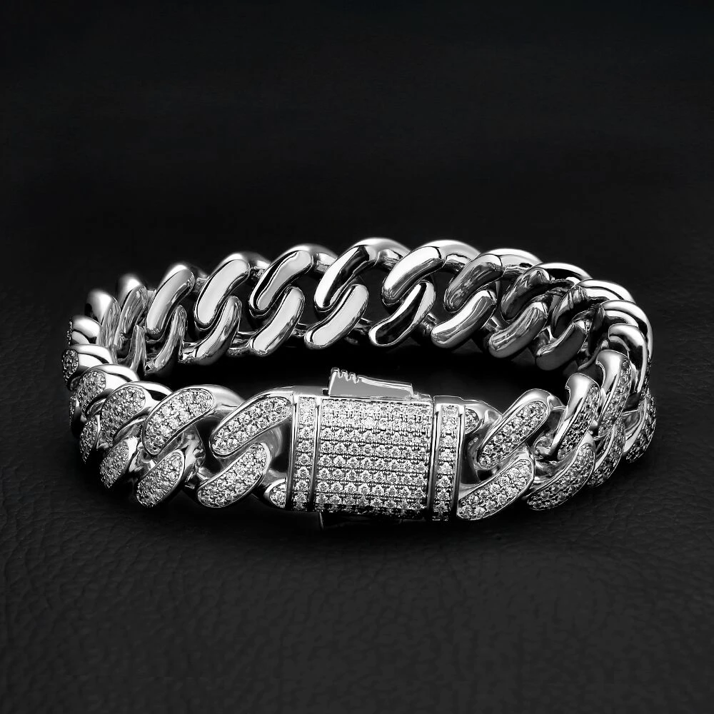 12mm Iced Out Cuban Link Bracelet for Women KRKC