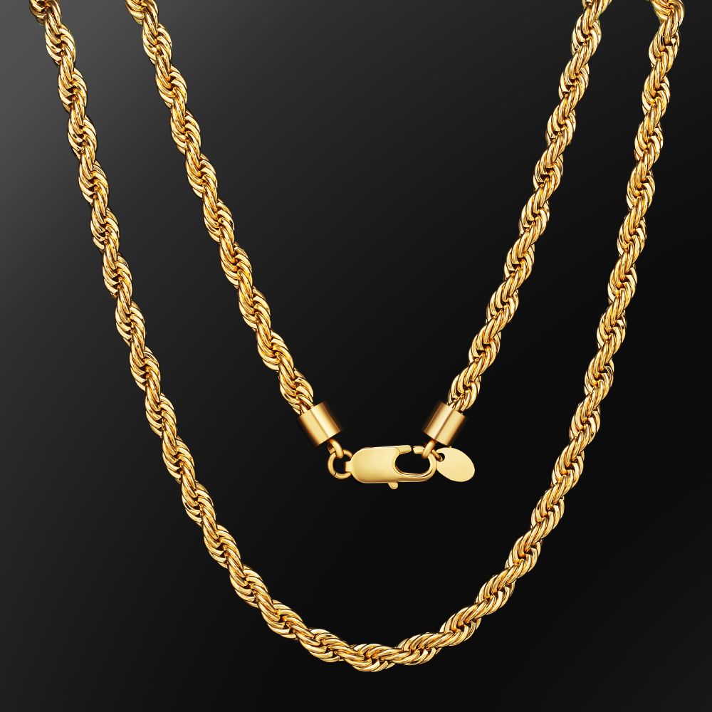 6mm Mens Rope Chain in 18K Gold/White Gold KRKC