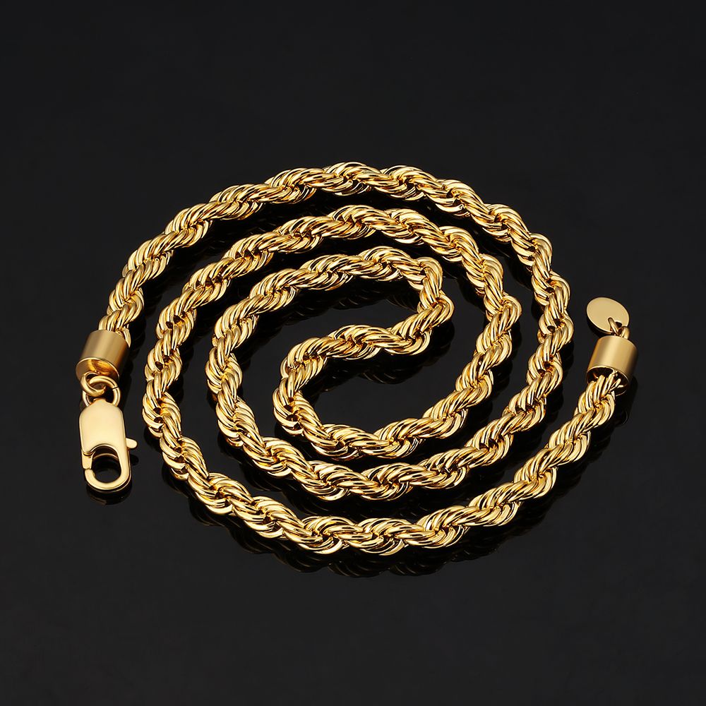 6mm Mens Rope Chain in 18K Gold/White Gold KRKC