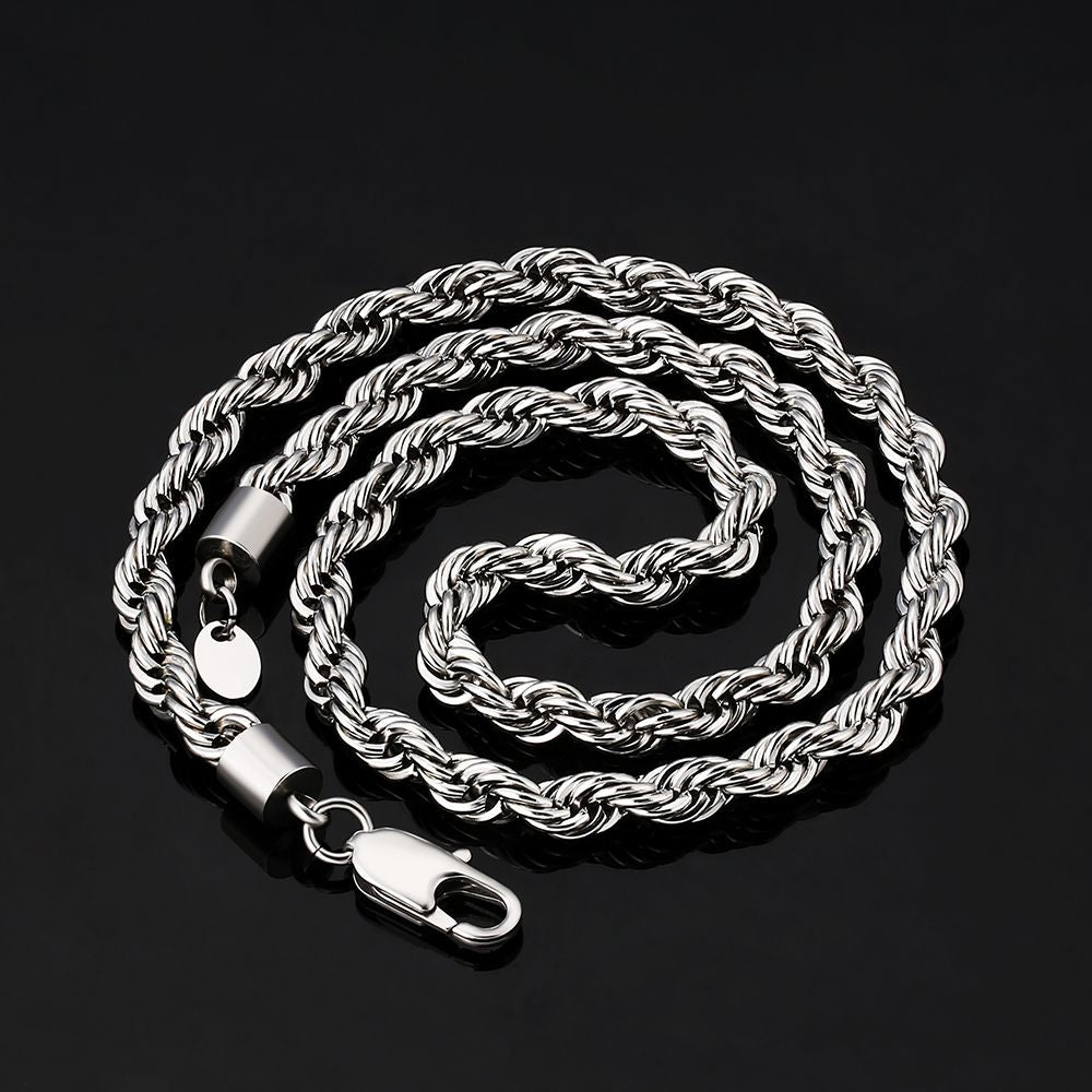 6mm Mens Rope Chain in 18K Gold/White Gold KRKC