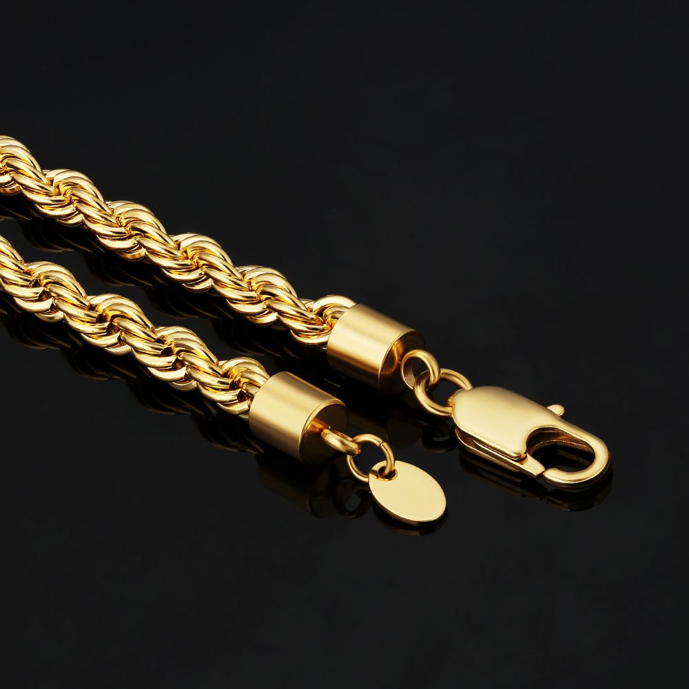 6mm Mens Rope Chain in 18K Gold/White Gold KRKC