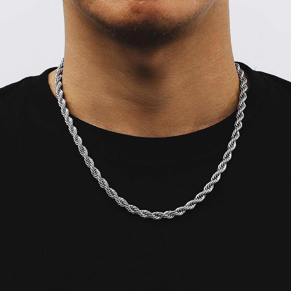 6mm Mens Rope Chain in 18K Gold/White Gold KRKC