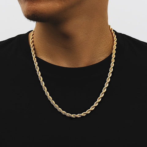 6mm Mens Rope Chain in 18K Gold/White Gold KRKC