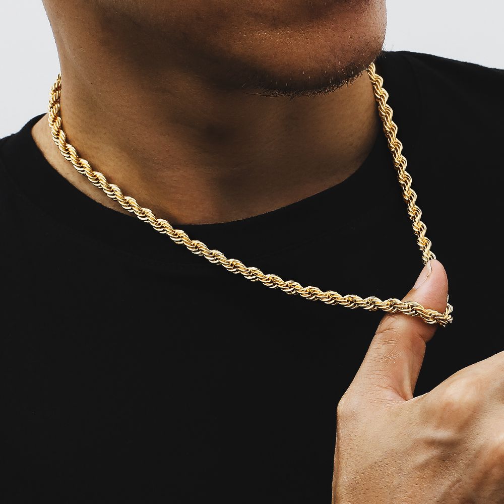 6mm Mens Rope Chain in 18K Gold/White Gold KRKC