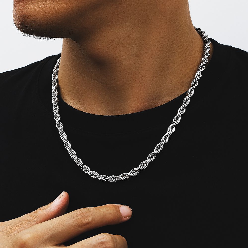 6mm Mens Rope Chain in 18K Gold/White Gold KRKC