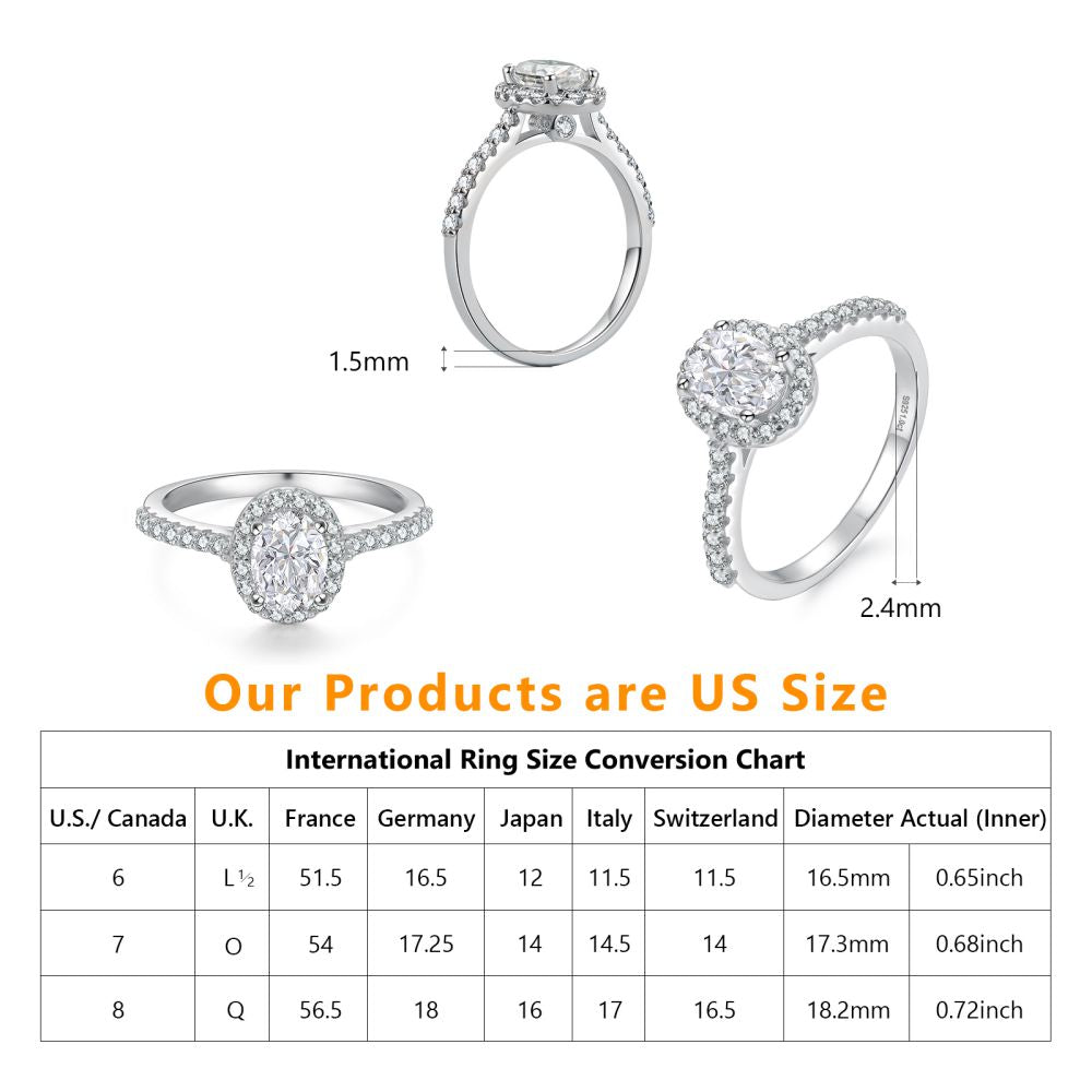 1.0 Carats VVS1 Moissanite Rings for Women