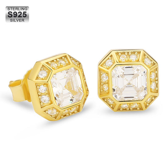 Emerald Cut Diamond Stud Earrings for Men KRKC