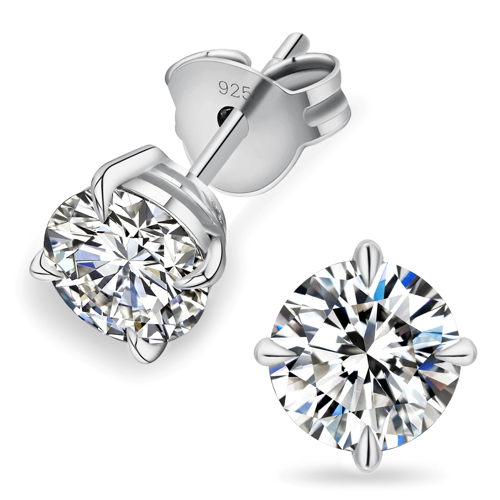 1.0 Carats *2 Round Excellent VVS1 Moissanite Earrings 0201