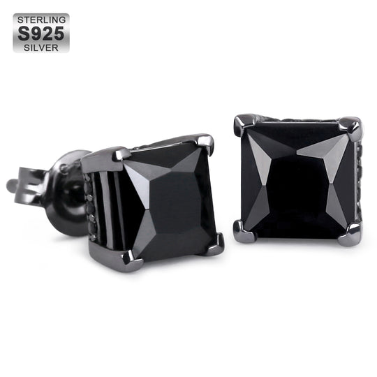 Black Diamond Stud Earrings for Men in Black Gold KRKC