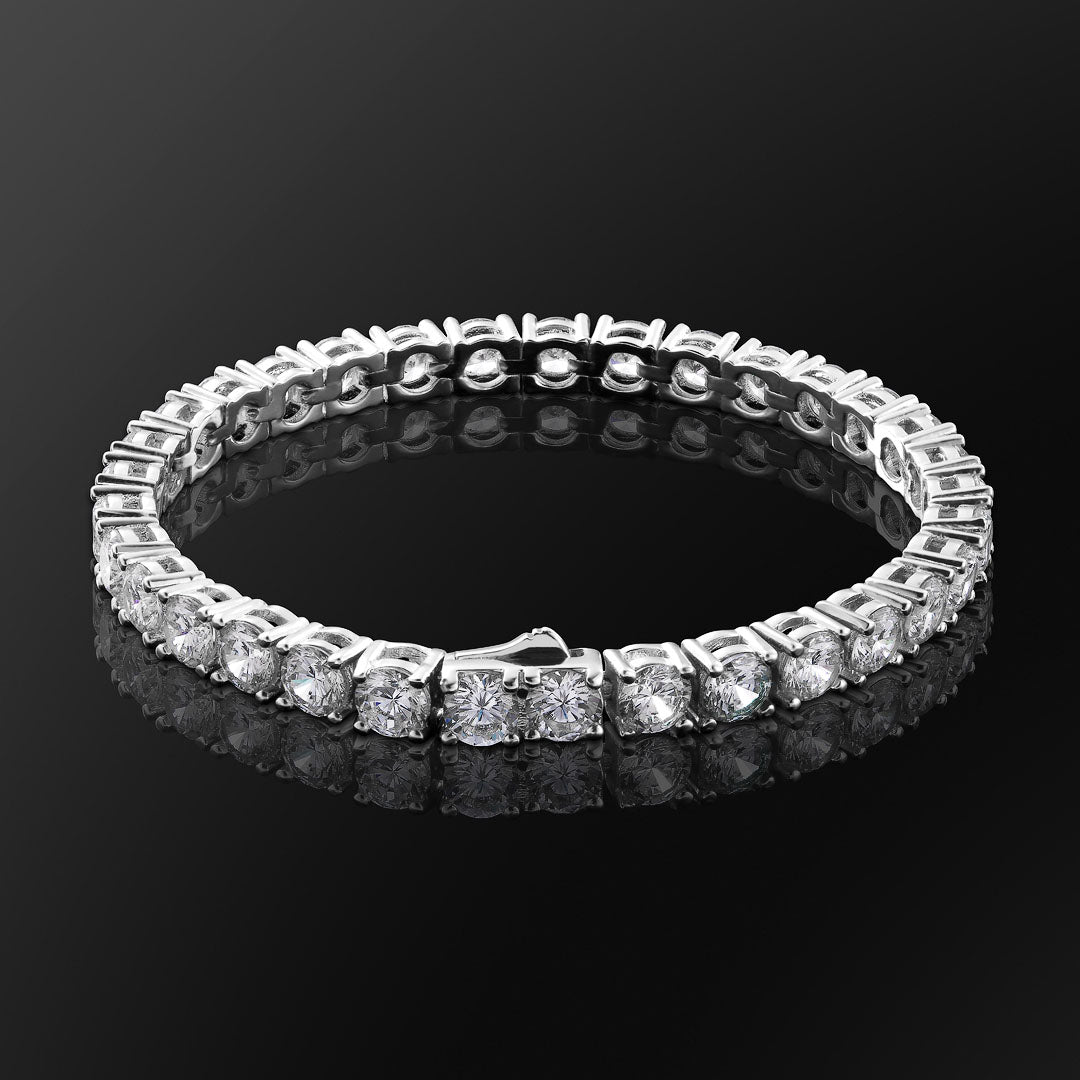 5mm White Gold CZ Diamond Mens Tennis Bracelet KRKC